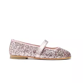 Classic Glitter Mary Janes in Rose