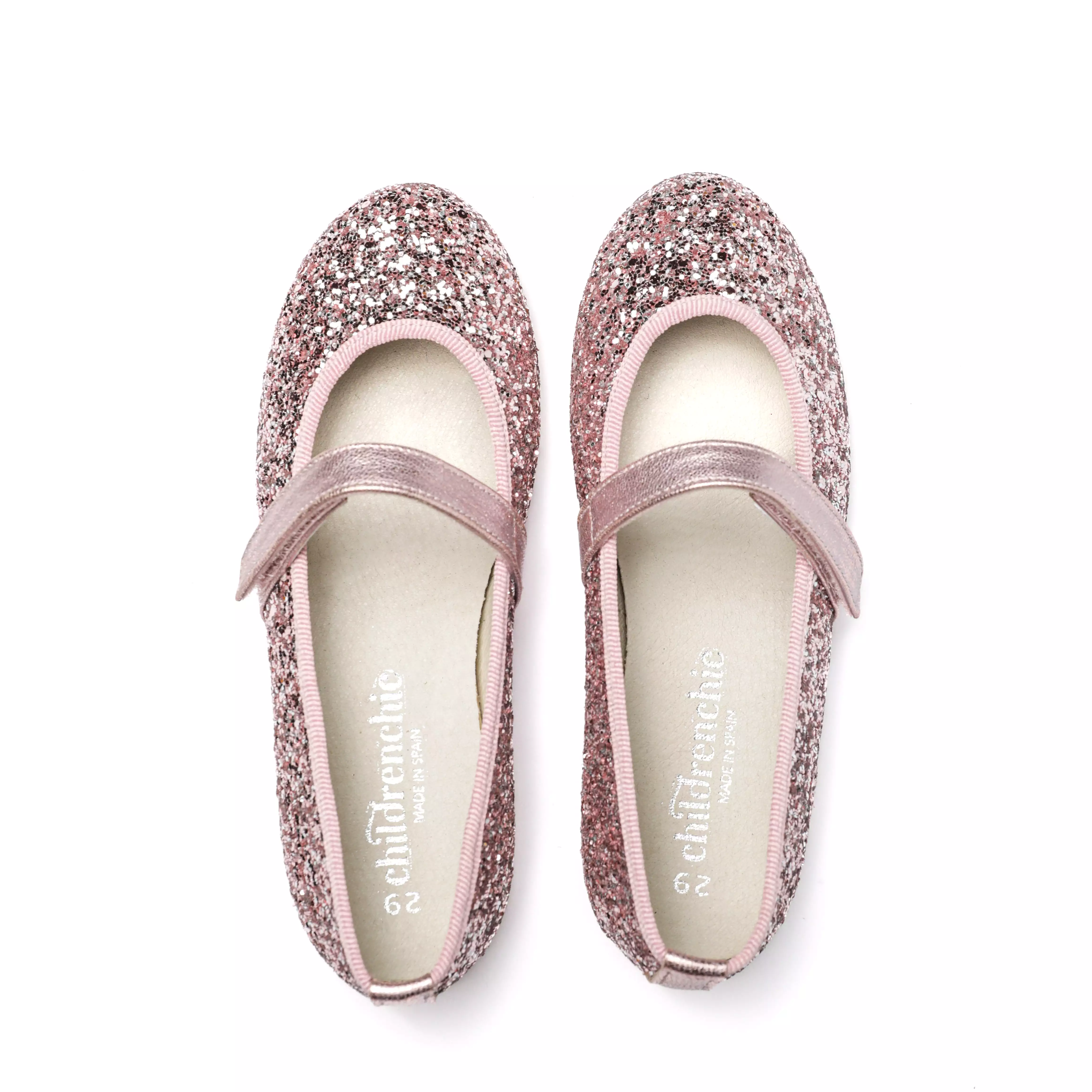 Classic Glitter Mary Janes in Rose