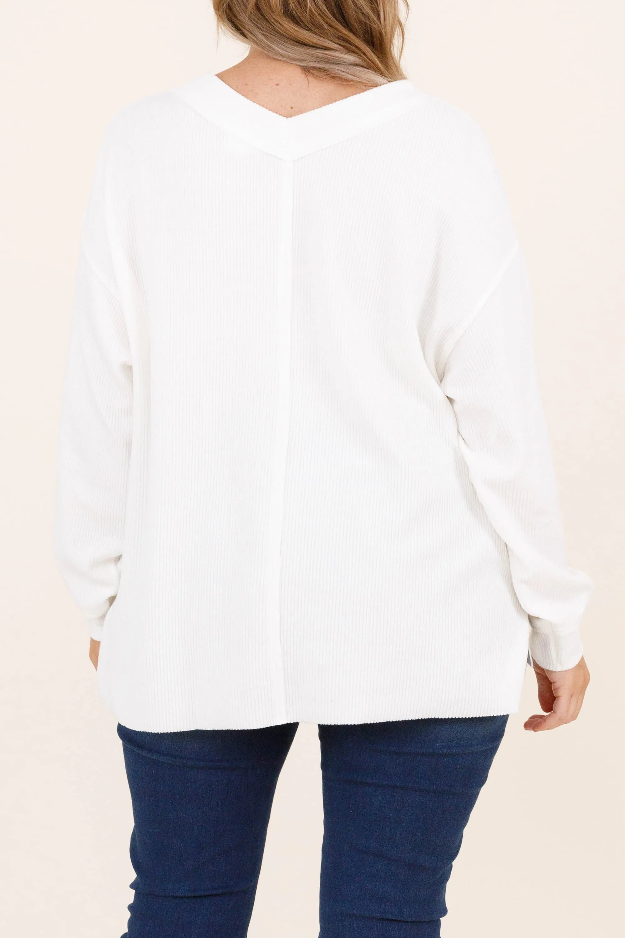 Cozy Textured Sweatshirt, Ivory