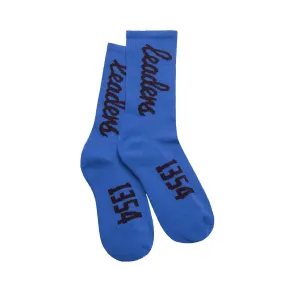 Cursive Crew Socks Blue