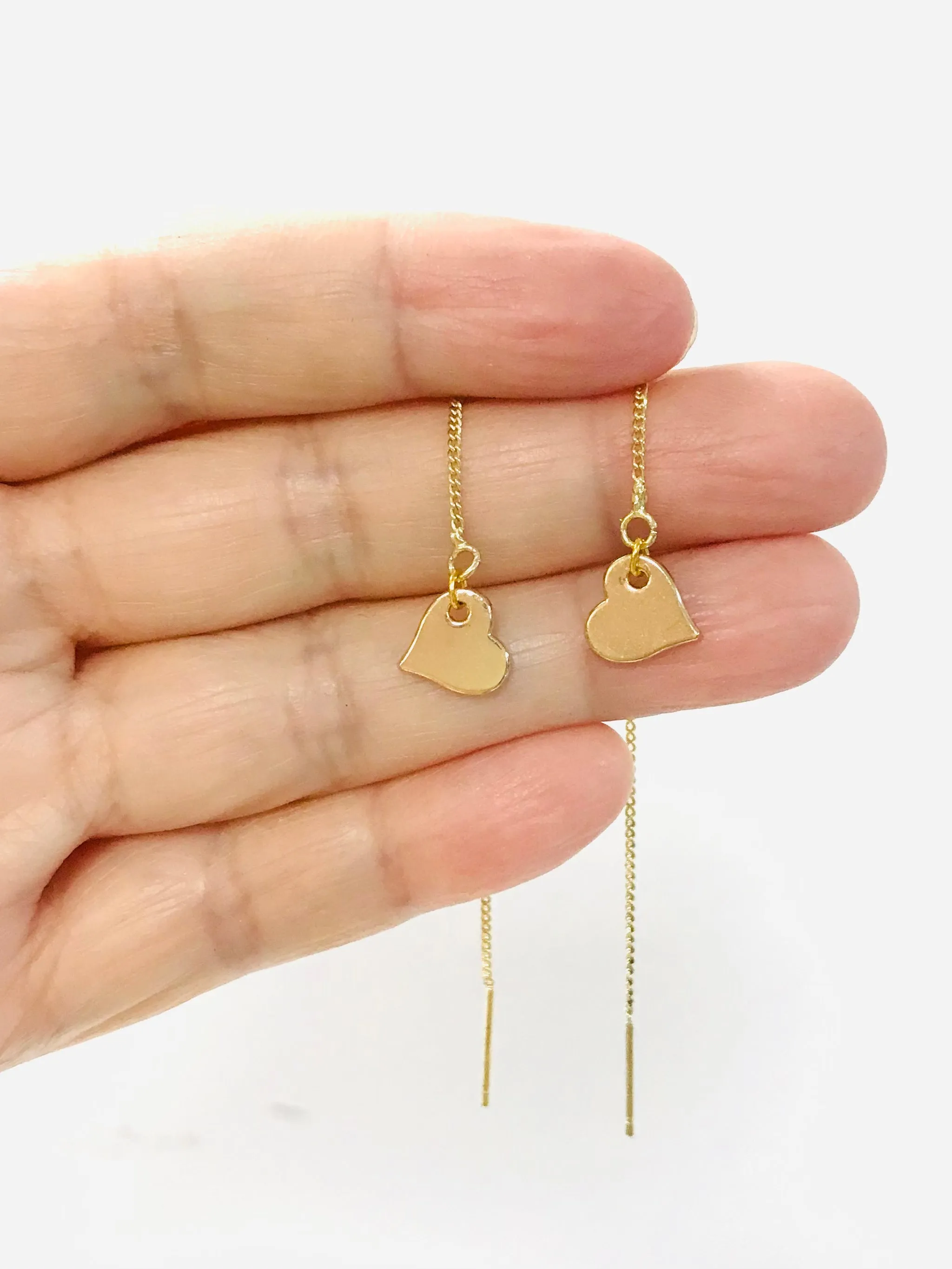 Dainty Heart Threader Earrings