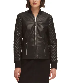 Dkny Womens Faux Leather Quilted Jacket