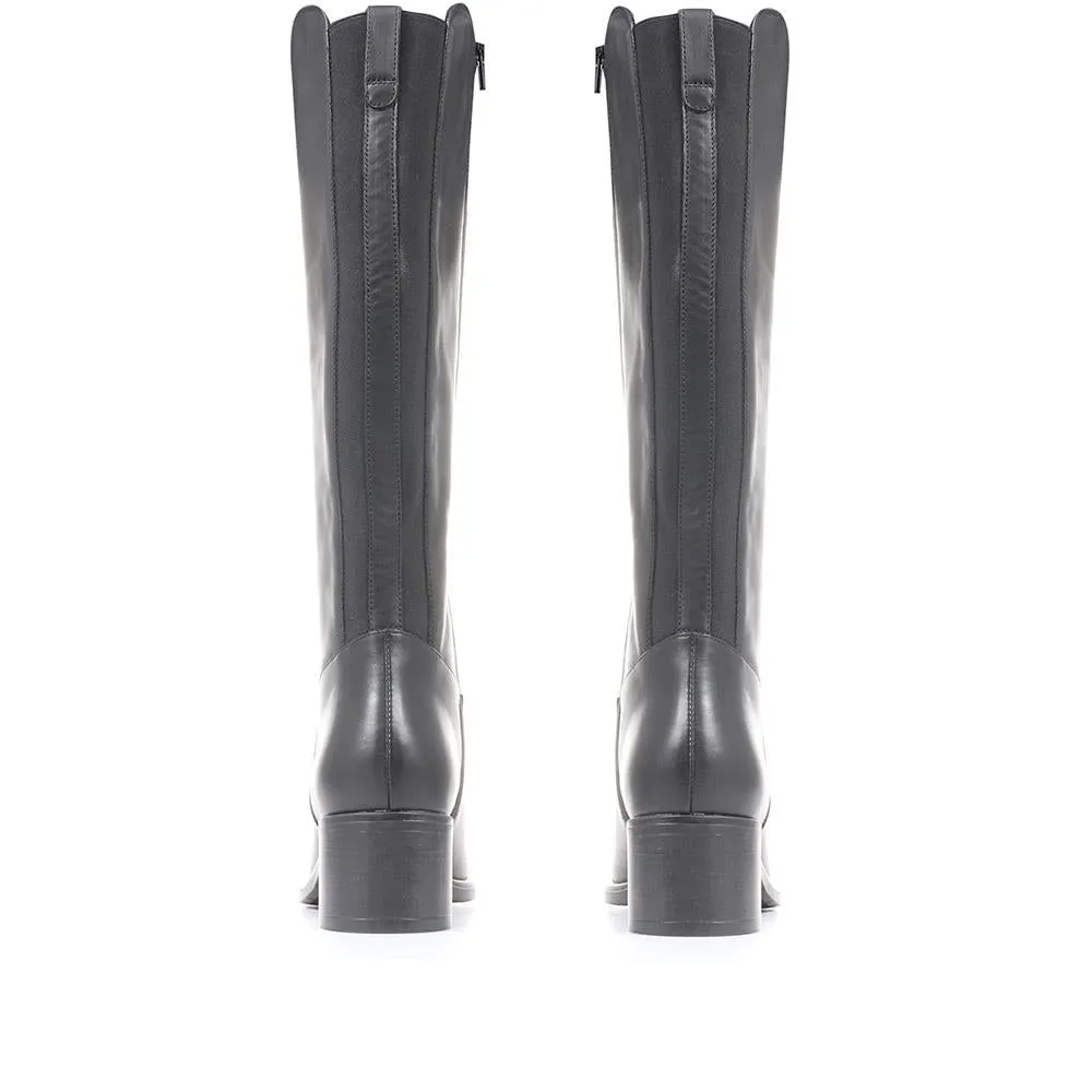 Donatella Knee High Leather Boots - DONATELLA / 322 367