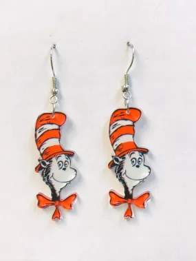 Dr Seuss Story book Earrings | Cat In High Hat Earring | Acrylic Earrings