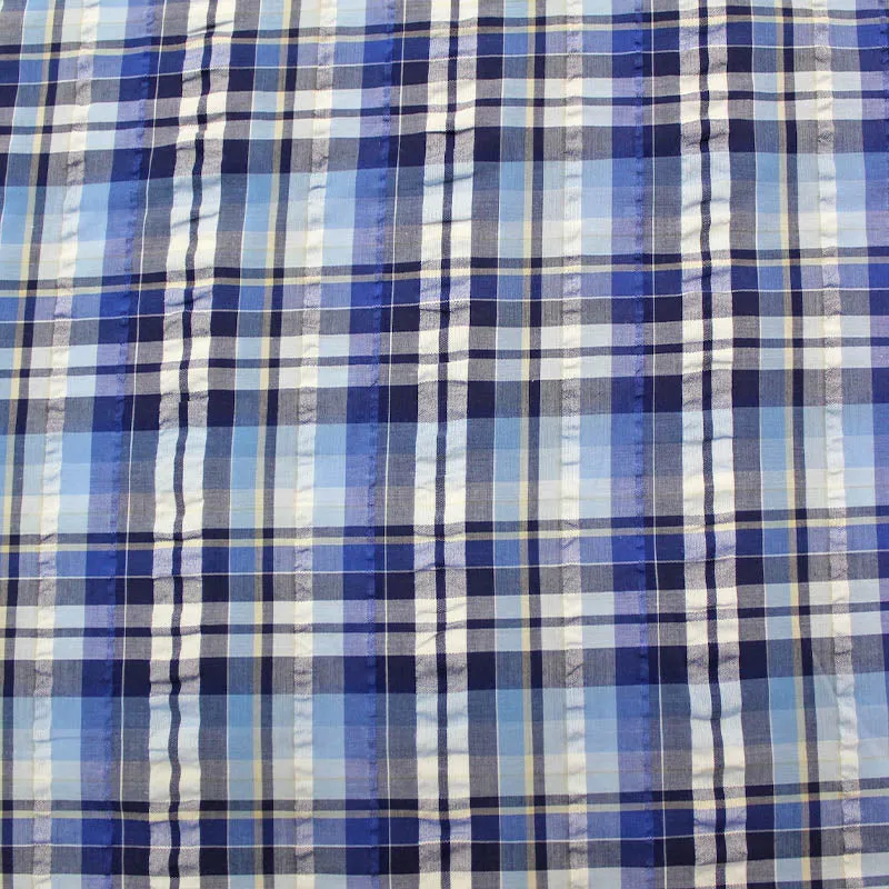 Dressmaking Blue and White Check Seersucker