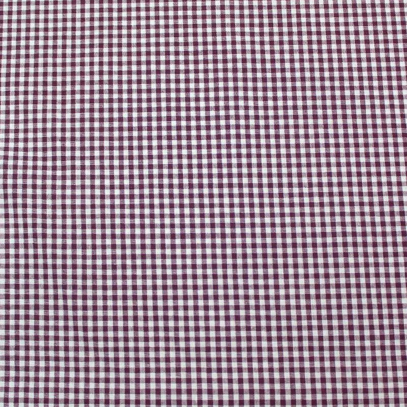 Dressmaking Cotton - Mini Gingham - Aubergine and White