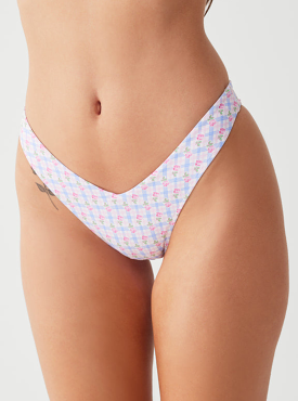 Enzo Plaid Cheeky Bikini Bottom in Rose Picinc