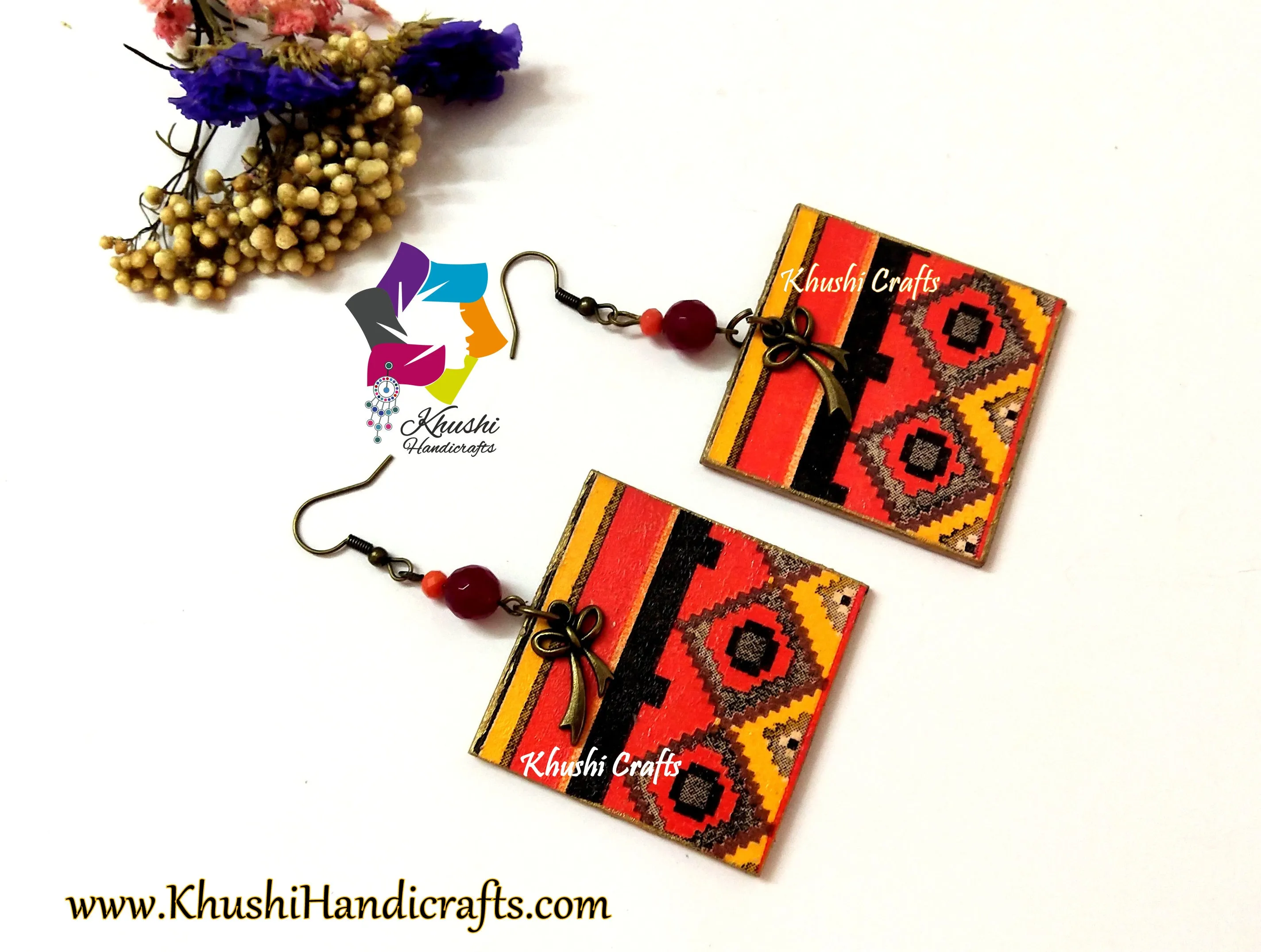 Ethnic designer Decoupage Earrings Pattern 1