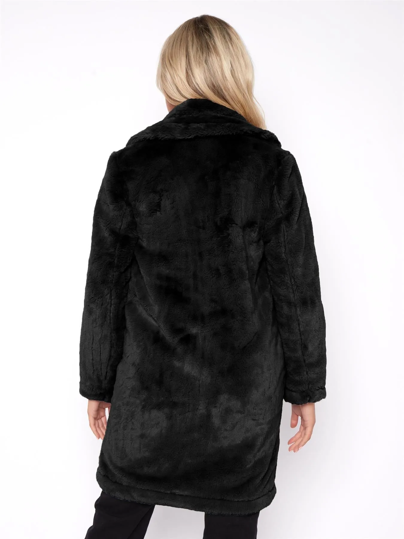 Faux Fur Coat, Mid Length, Black, Taupe, UK Sizes 8 to 16