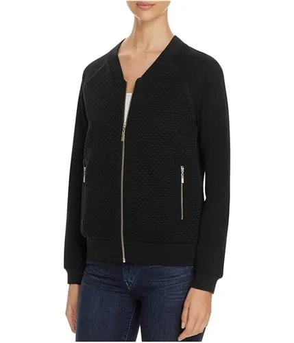 Finity Womens Quilted Knit Bomber Jacket