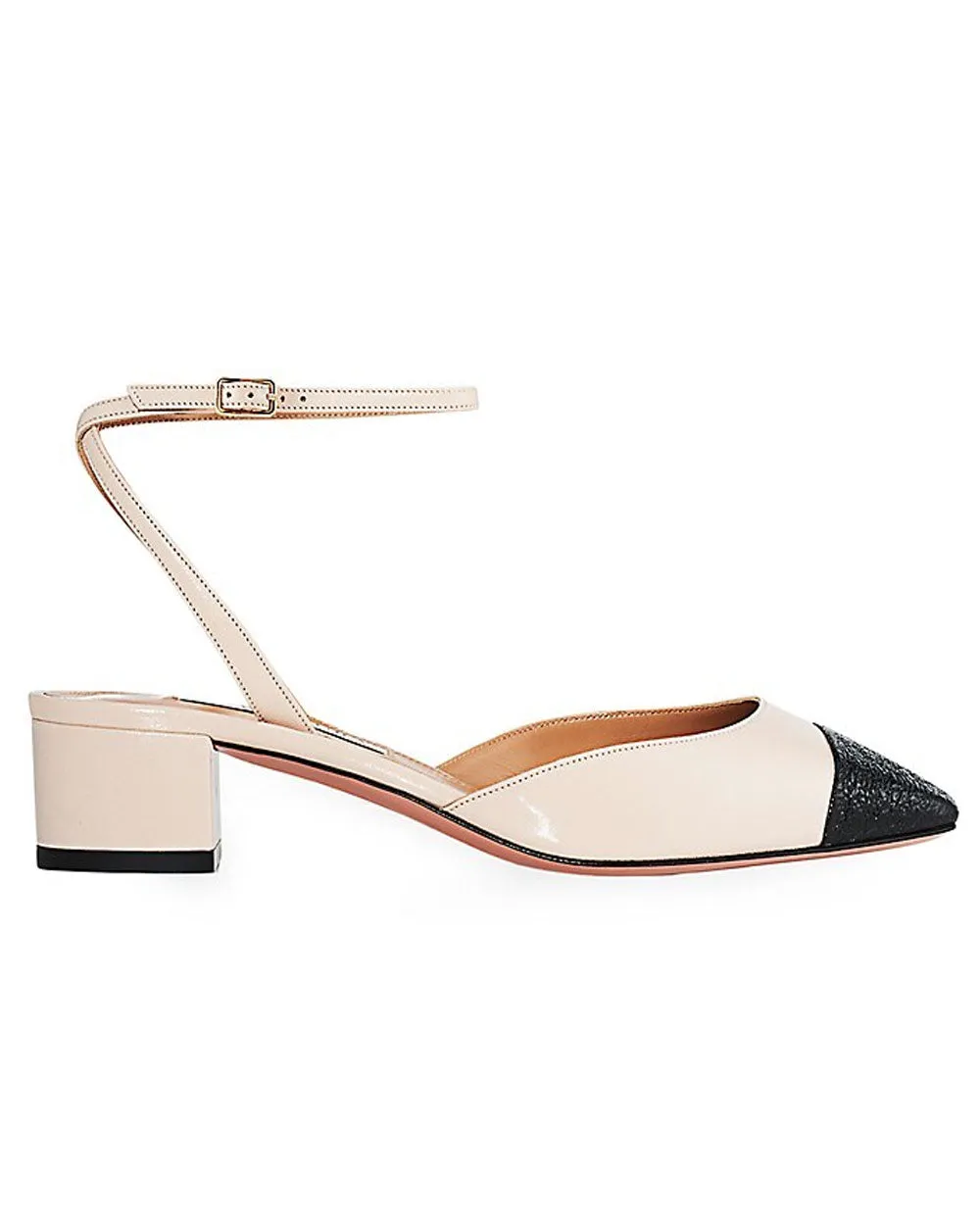 French Flirt Leather Block-Heel Pumps in Nude and Black