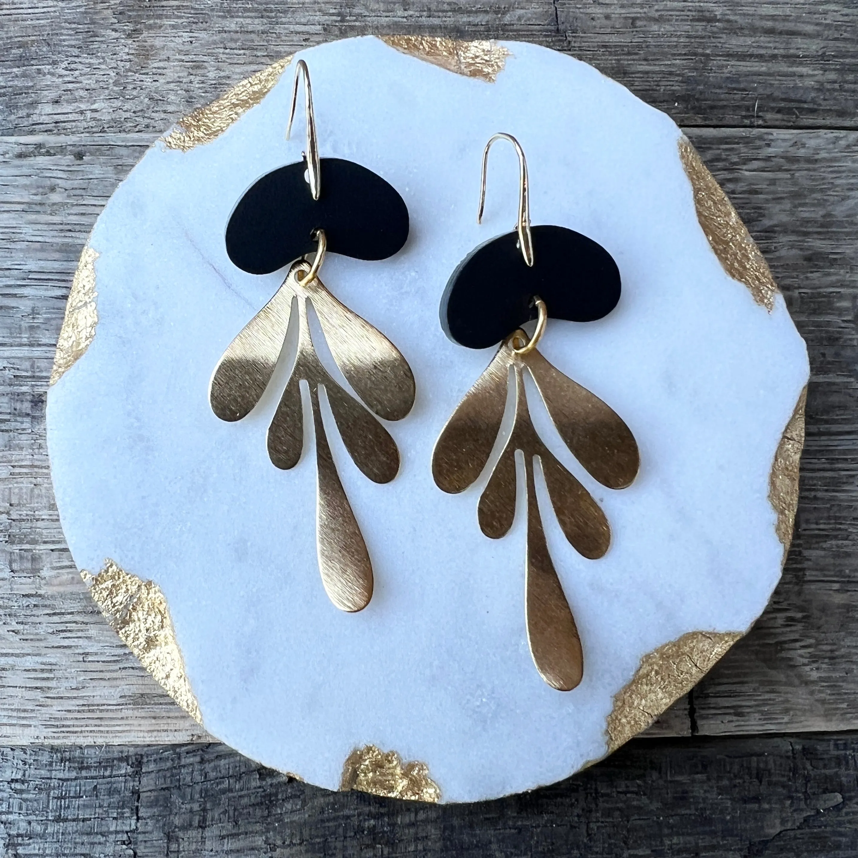 Gemma Drops - Matte Black - Brass & Acrylic Earrings