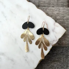 Gemma Drops - Matte Black - Brass & Acrylic Earrings