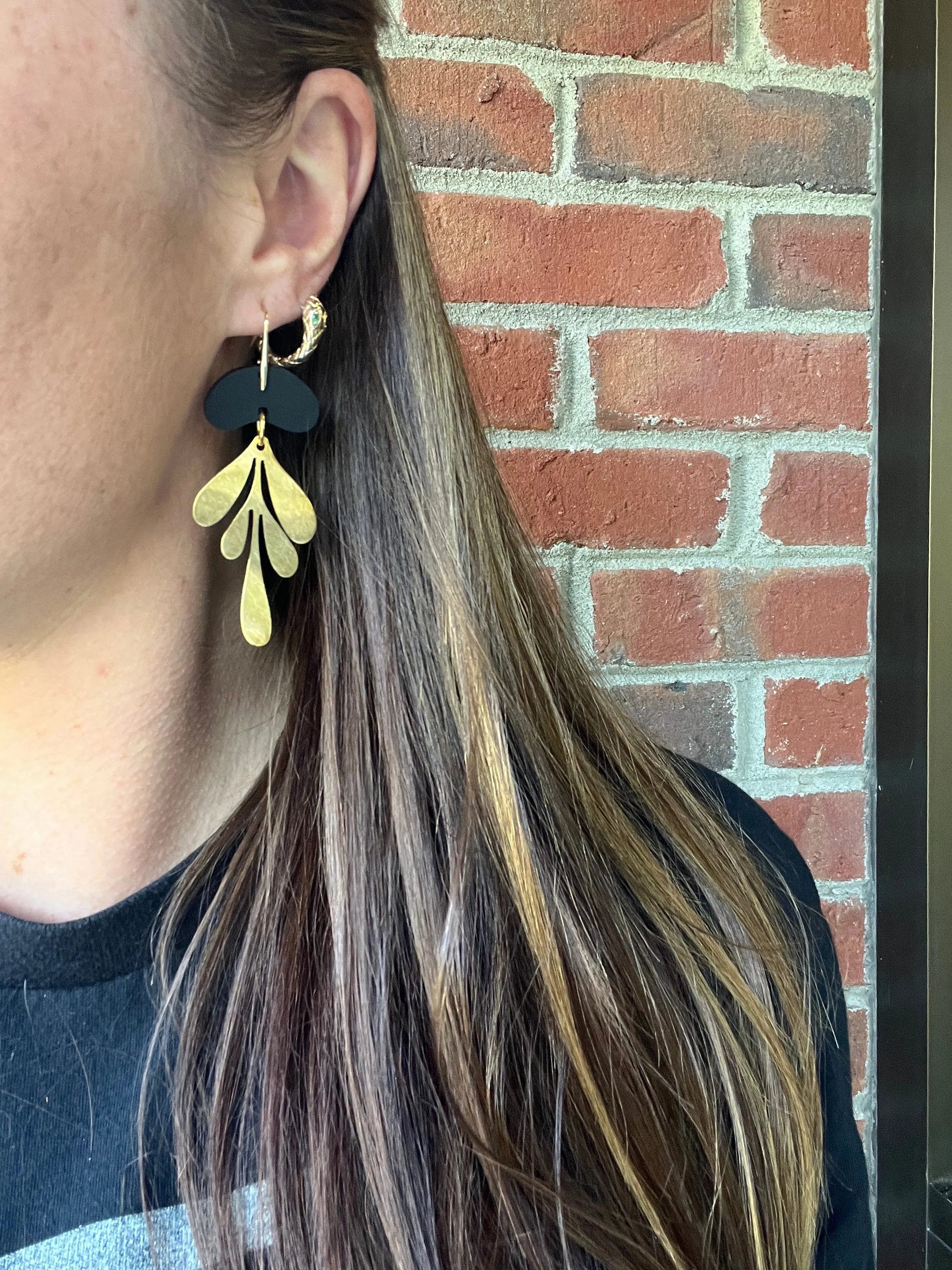 Gemma Drops - Matte Black - Brass & Acrylic Earrings