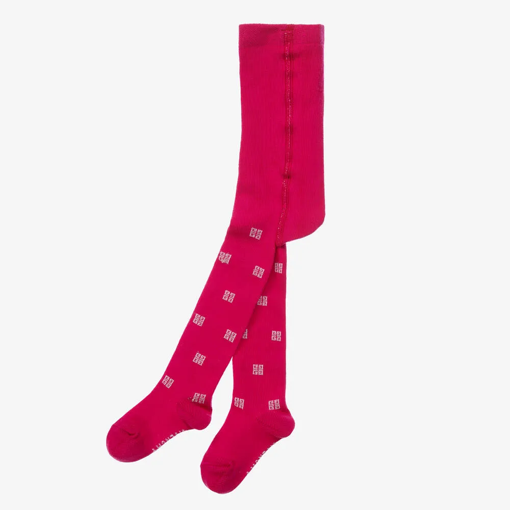 Girls Fuchsia Pink Cotton 4G Tights