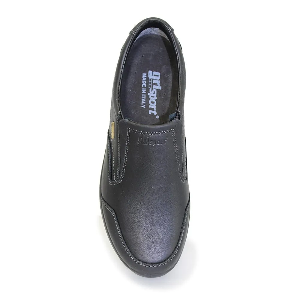 Grisport Melrose Black Shoes Leather Walking Shoe Water Resistant Slip on