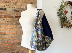 *Handmade* Origami bag | Market bag | Seigaiha (Navy)