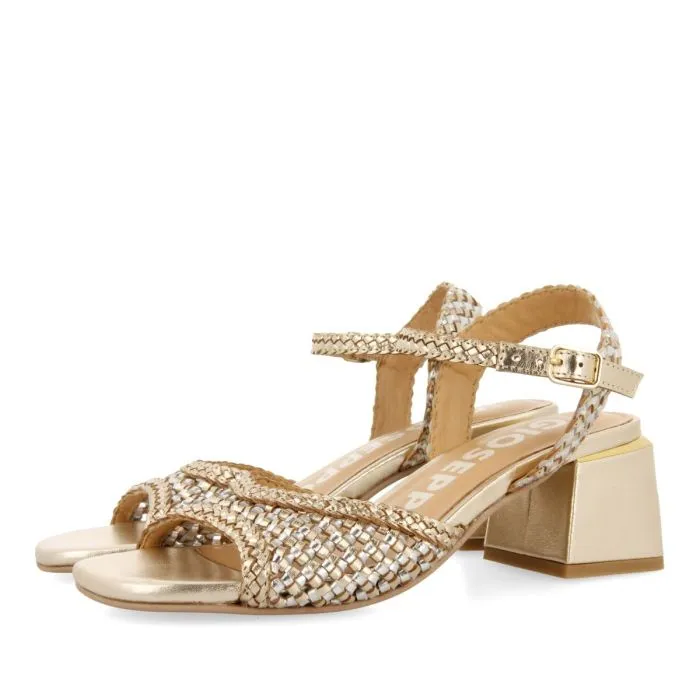 HEEL SANDALS WITH TWO-TONE BRAIDED VAMP FOR WOMEN LADOCK