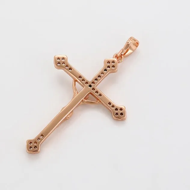 Jesus Crucifix Cross Pendant in Rose Gold