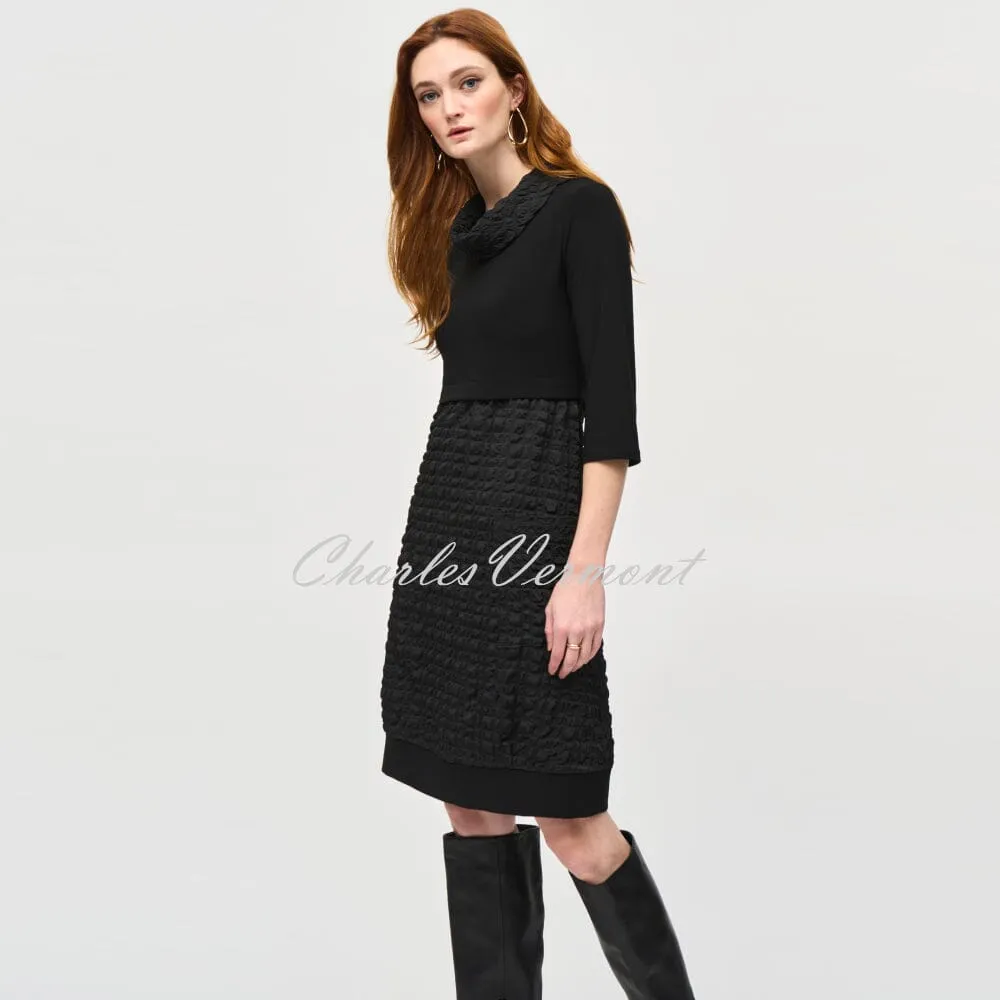 Joseph Ribkoff Bubble Jacquard Cocoon Dress - Style 243114 (Black)