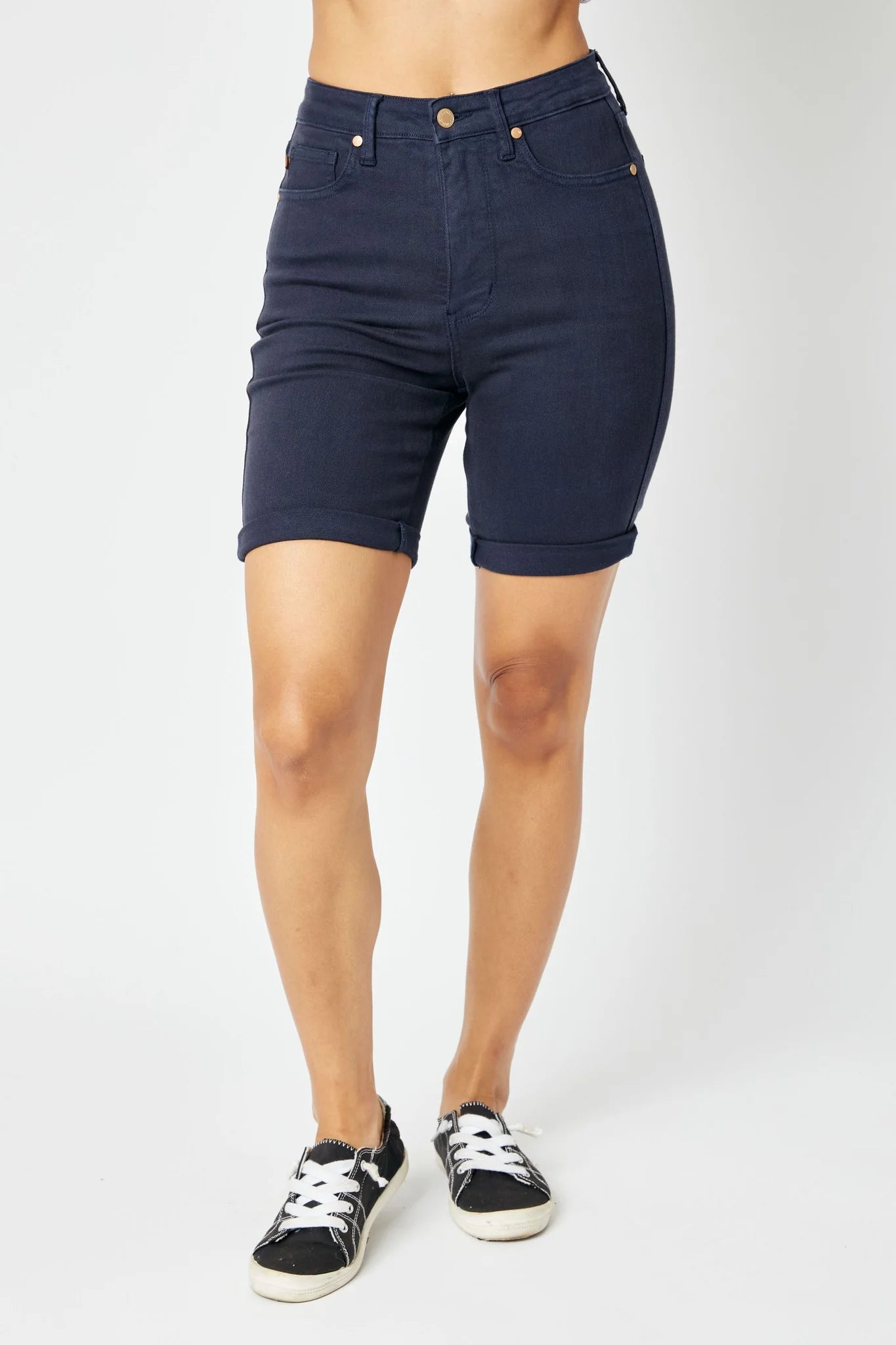 Judy Blue HW Garment Dyed Tummy Control Bermuda Shorts