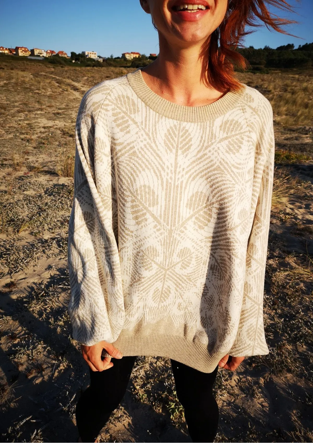 KNIT PEACOCK SWEATER OVERSIZED - Beige