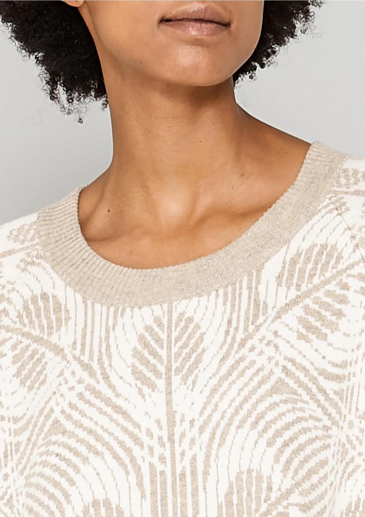 KNIT PEACOCK SWEATER OVERSIZED - Beige