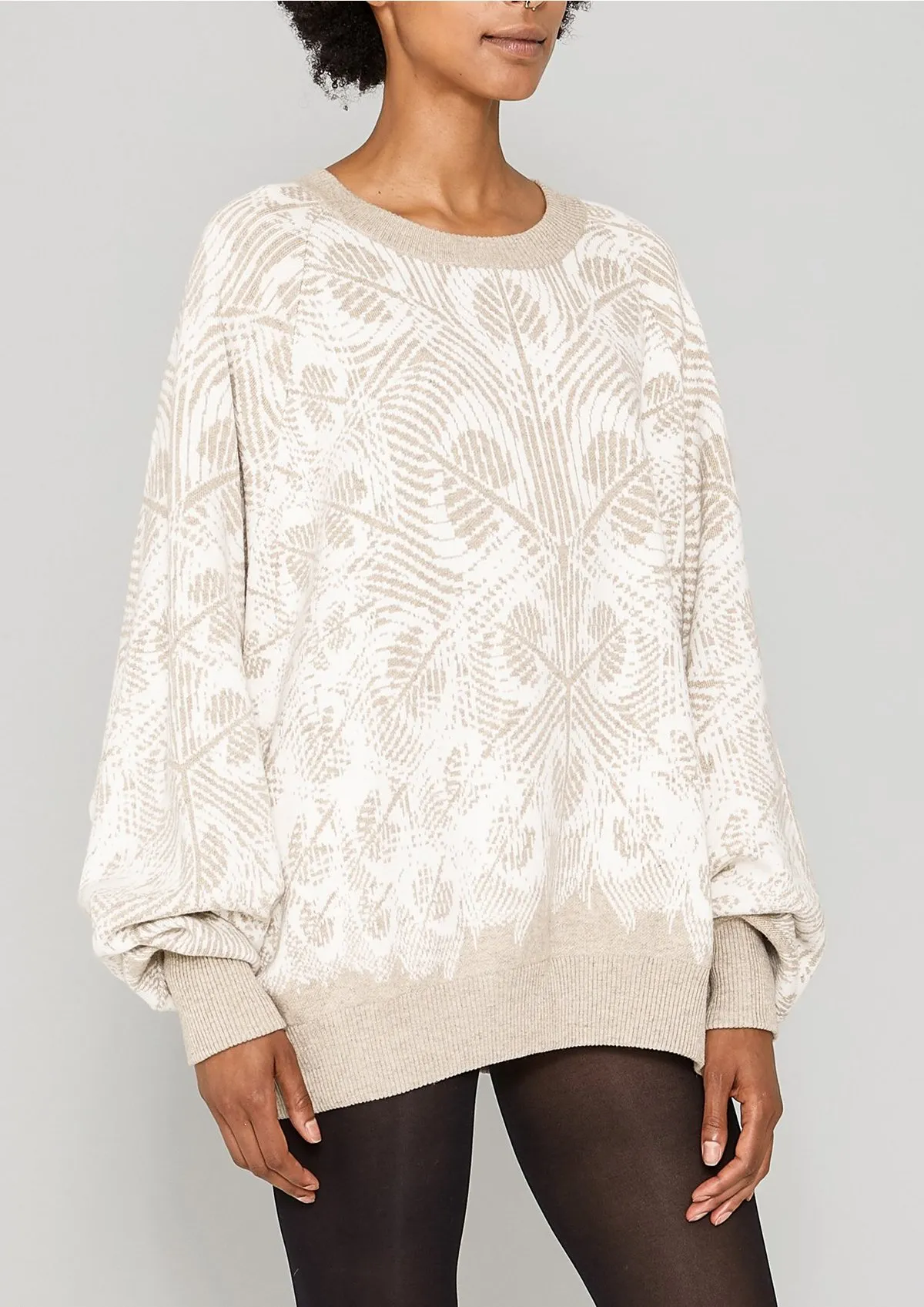 KNIT PEACOCK SWEATER OVERSIZED - Beige