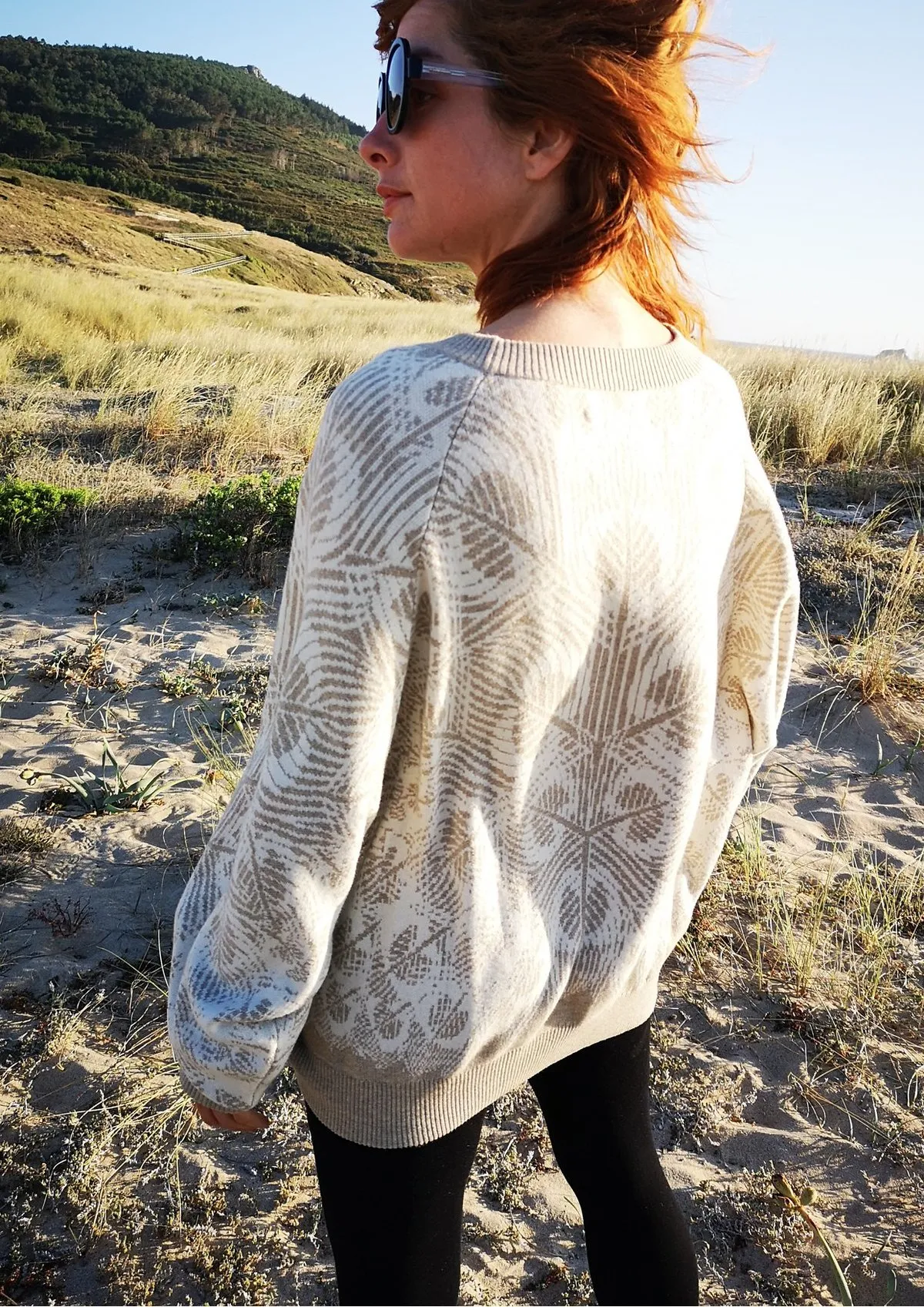 KNIT PEACOCK SWEATER OVERSIZED - Beige