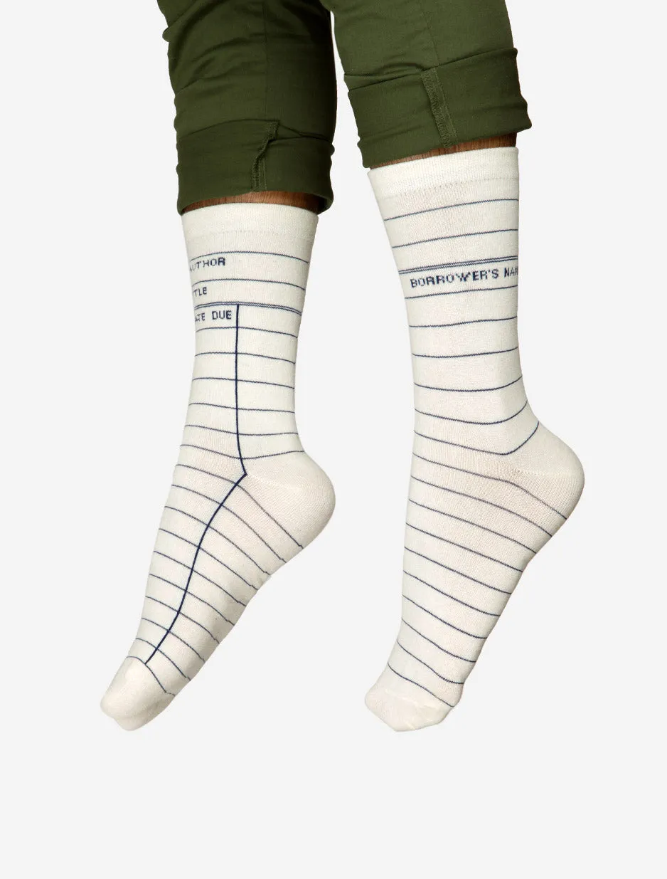 Library Card Socks (White)