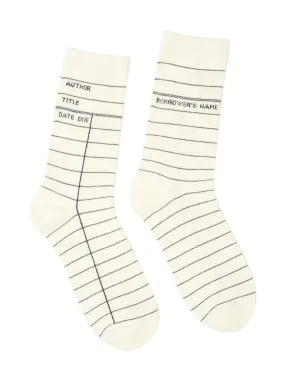 Library Card Socks (White)