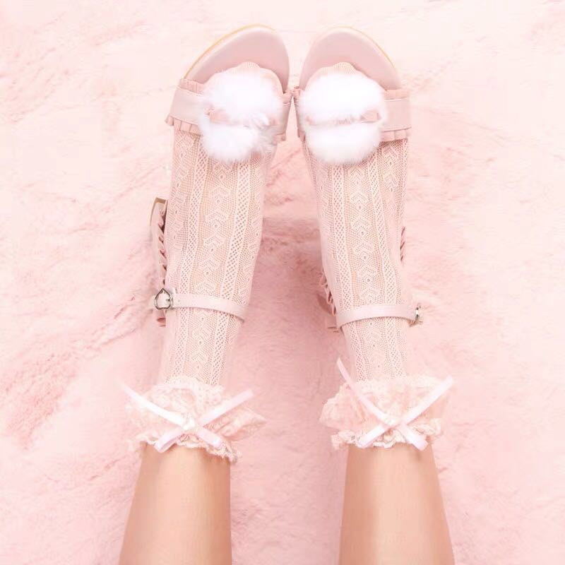 LOLITA LACE HEART BOW SOCKS BY4040