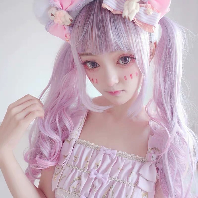 LOLITA PINK INK LONG CURLY WIG BY31069