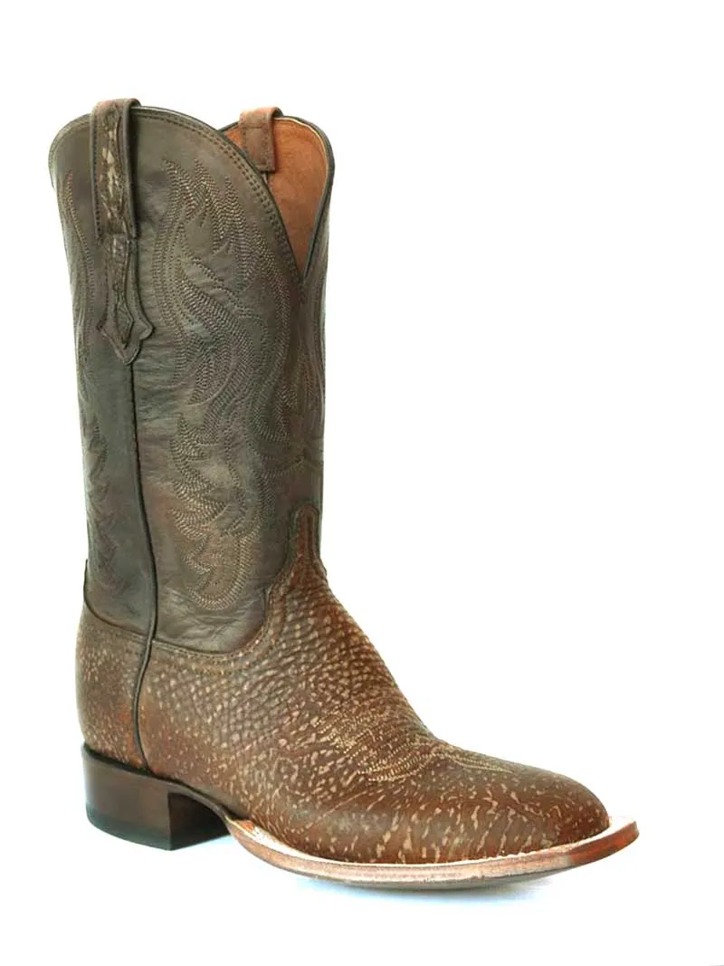 Lucchese CL1511 Mens Bison Square Toe Cowboy Boots Distressed Cognac -D