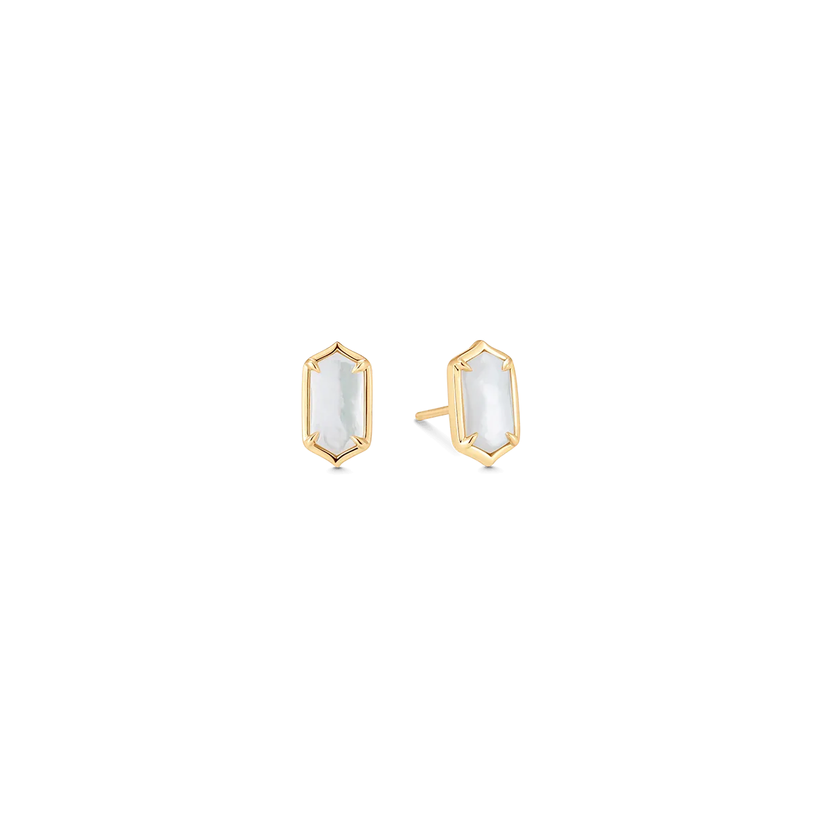 Lucia Mother of Pearl Elongated Hexagon Studs