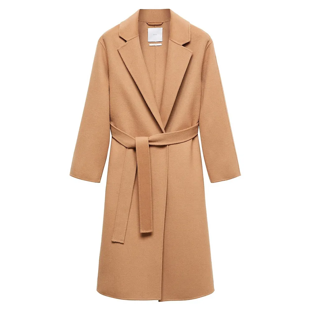 Mango Recycled Wool-Blend Belted Wrap Coat