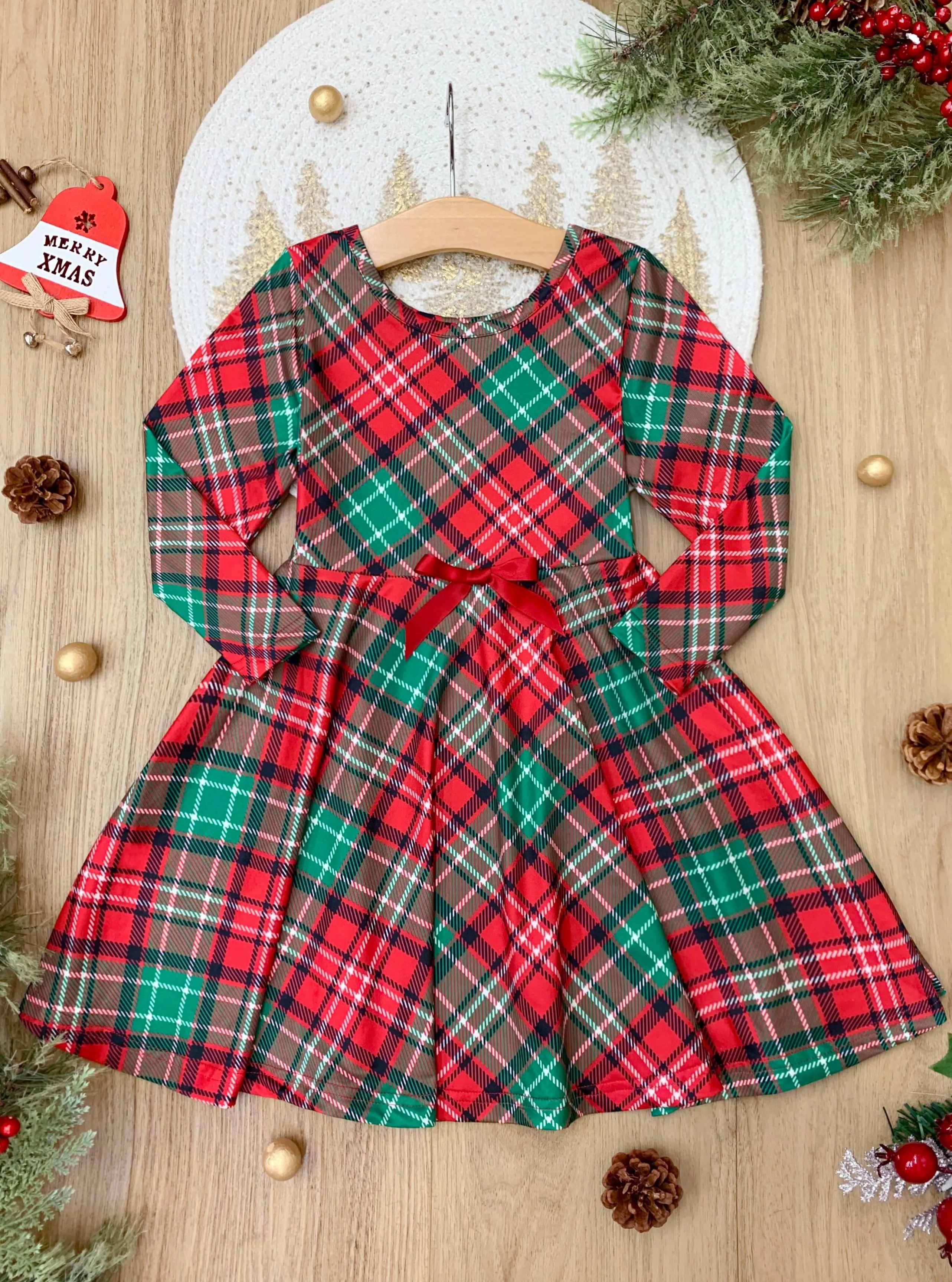 Mistletoe Princess Plaid Holiday Dress