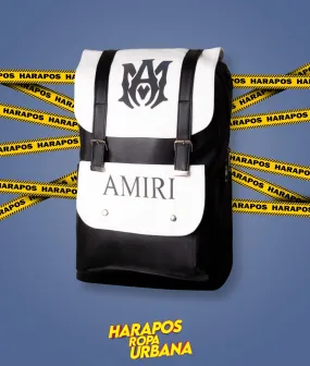 Mochila amiri de cuero blanco/negra