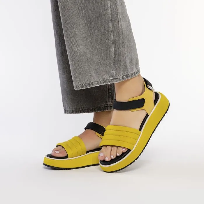 MUSTARD SPORTS SANDALS WITH PLATFORM FOR WOMEN CHEVAL