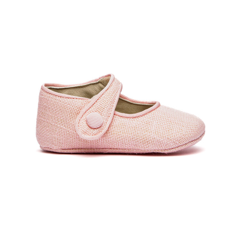 My-First Linen Mary Janes in Rose