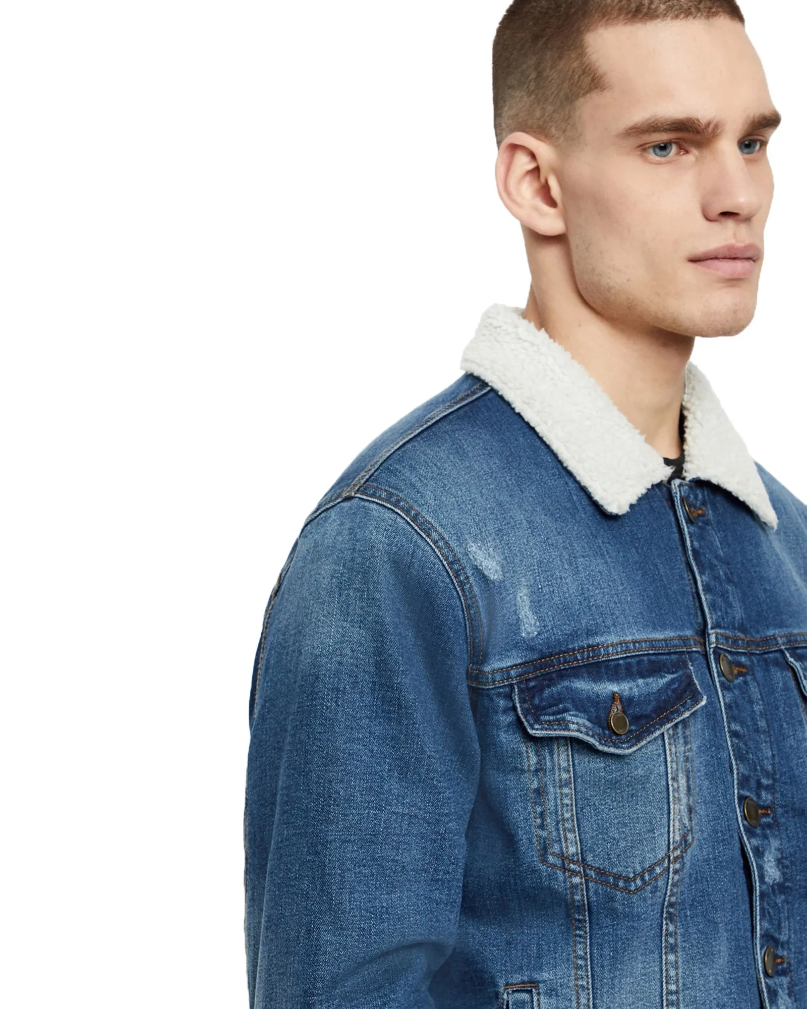 Only & Sons Louis Sherpa Denim Jacket Blue