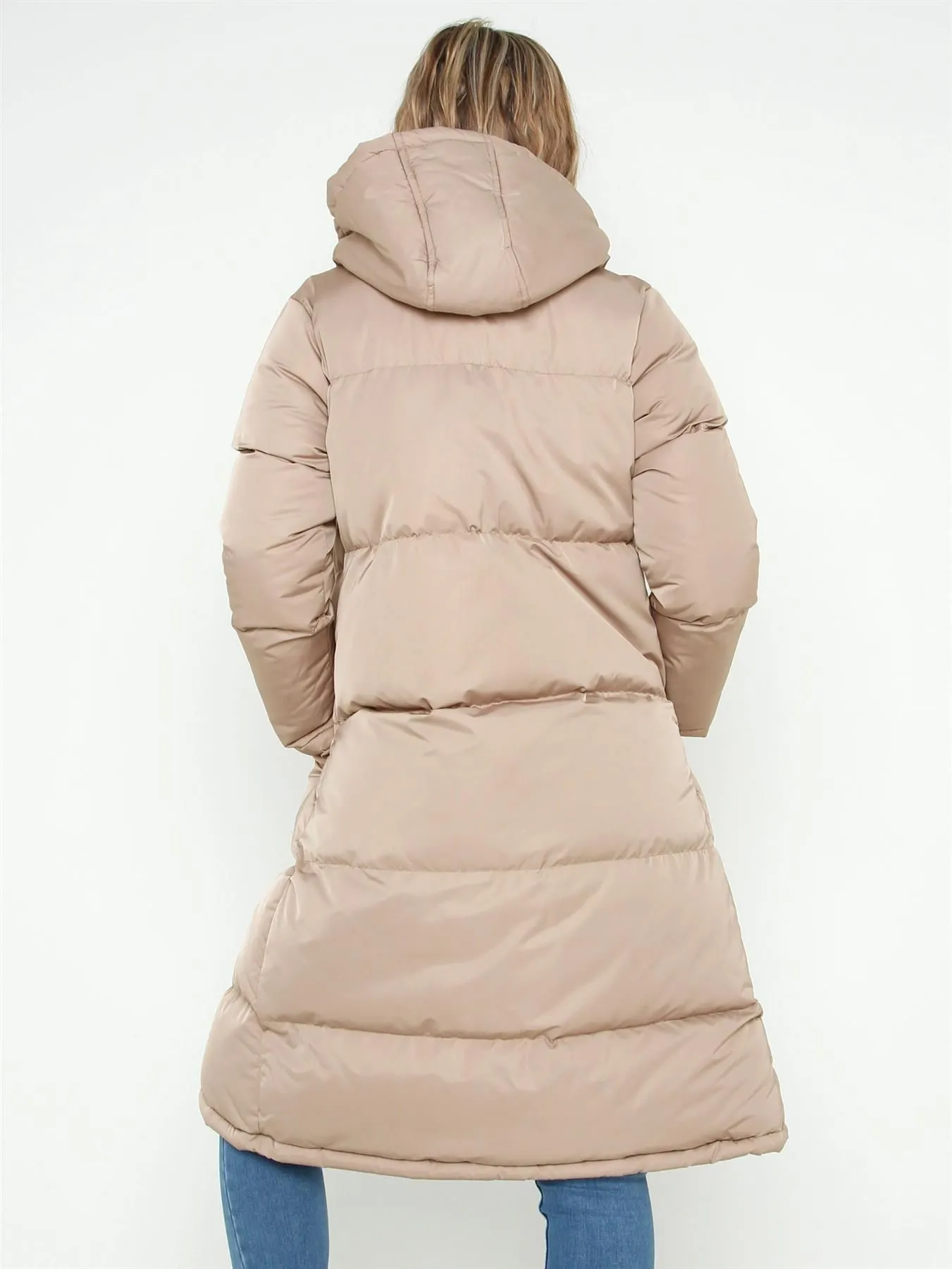 Padded Longline Puffer Coat, Stone, UK Sizes 8 to 16