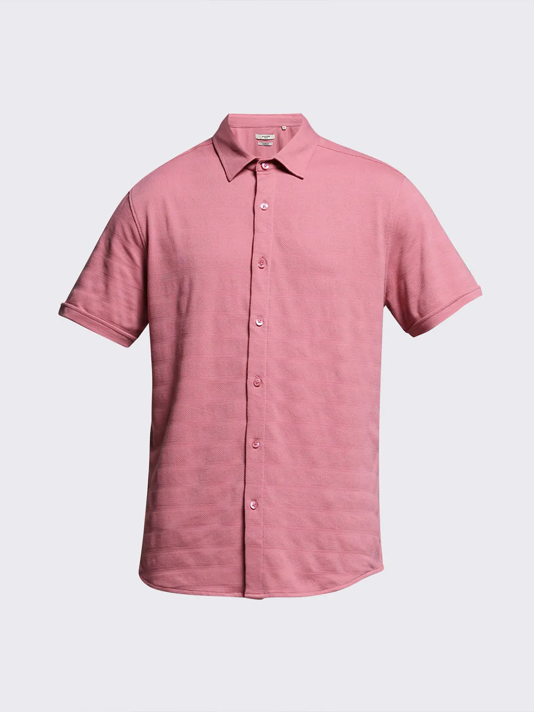 Pink Knitted Short Sleeves Shirt