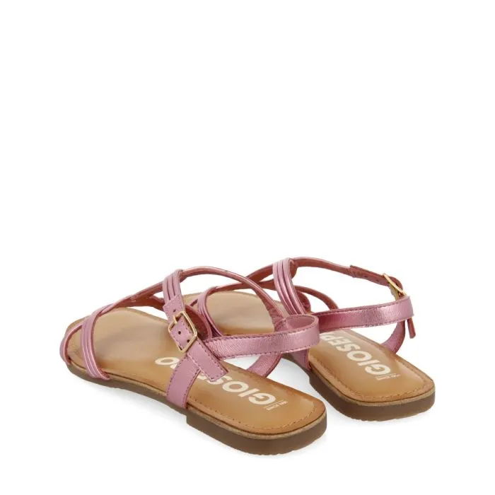 PINK LEATHER CROSS STRAP SANDALS FOR WOMEN ELBASAN