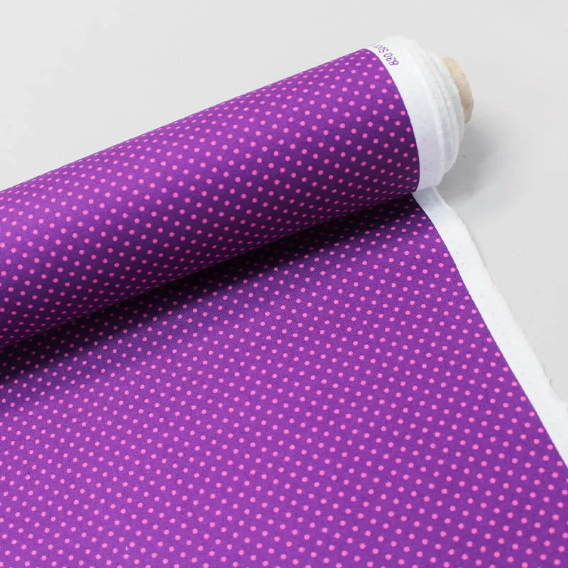 Polka Dot Cotton - Purple with Pink Spots