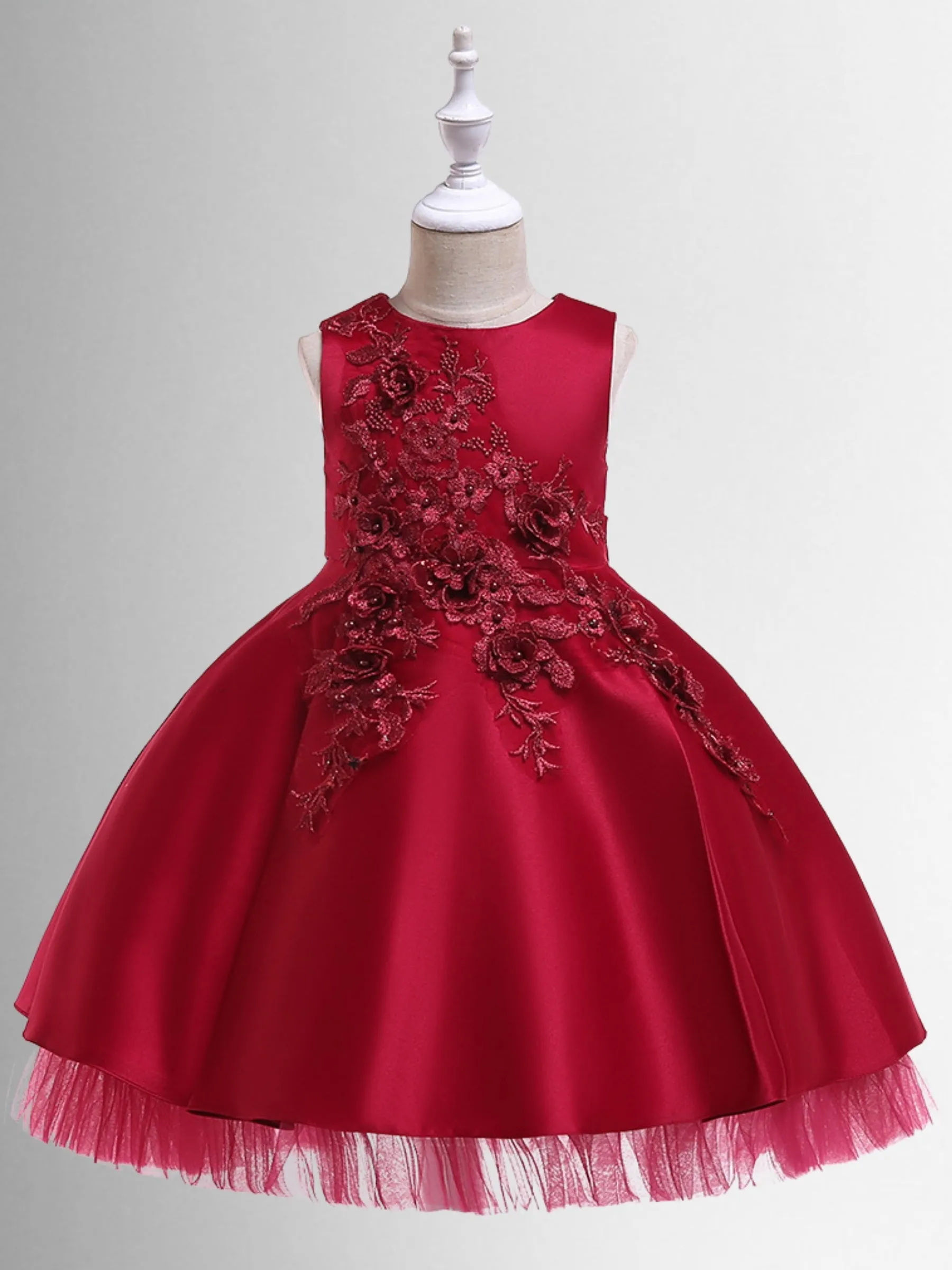 Radiant Red Pearl Embellished Holiday Dress