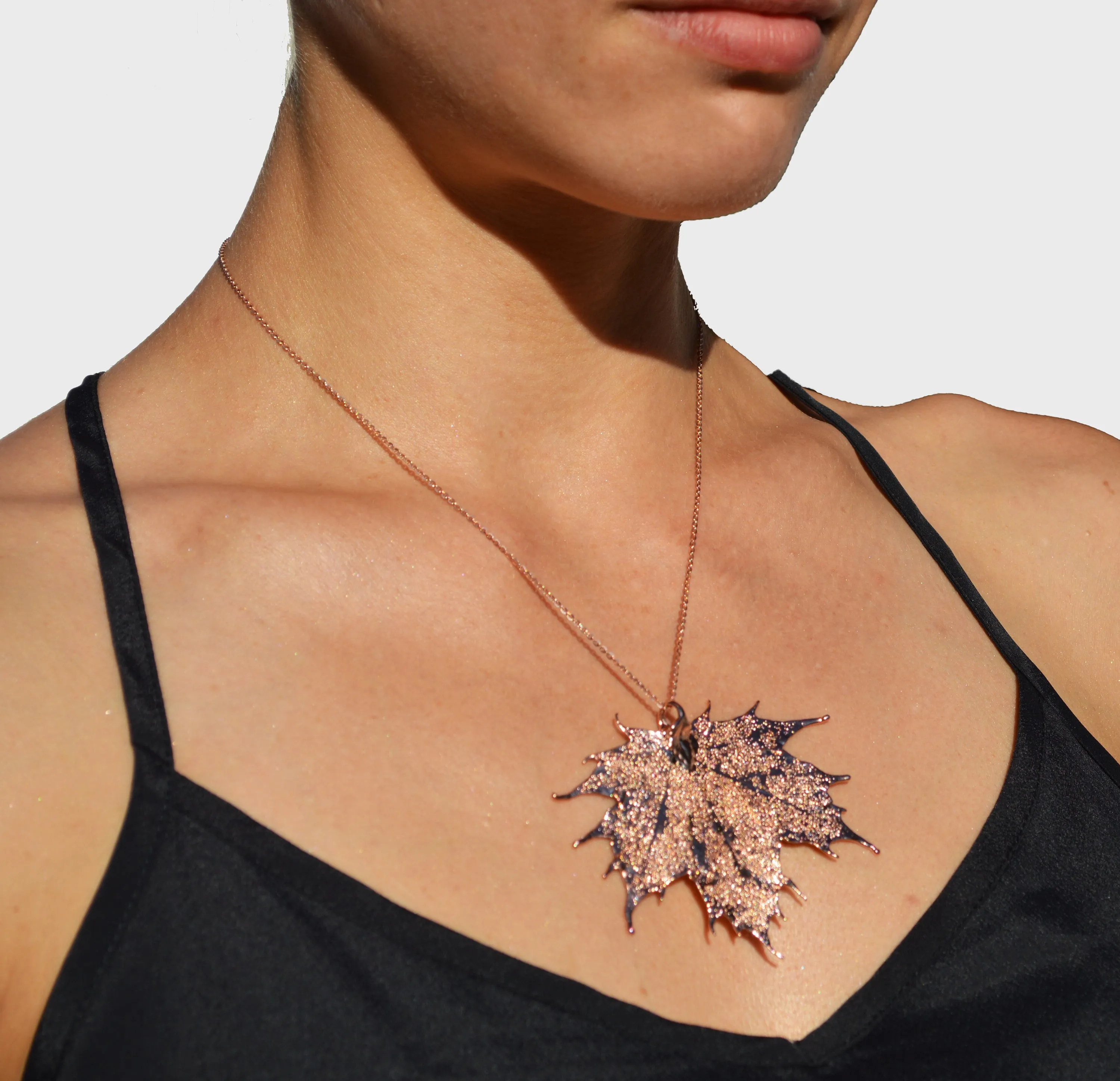 Real Leaf PENDANT Sugar Maple in Rose Gold Genuine Leaf