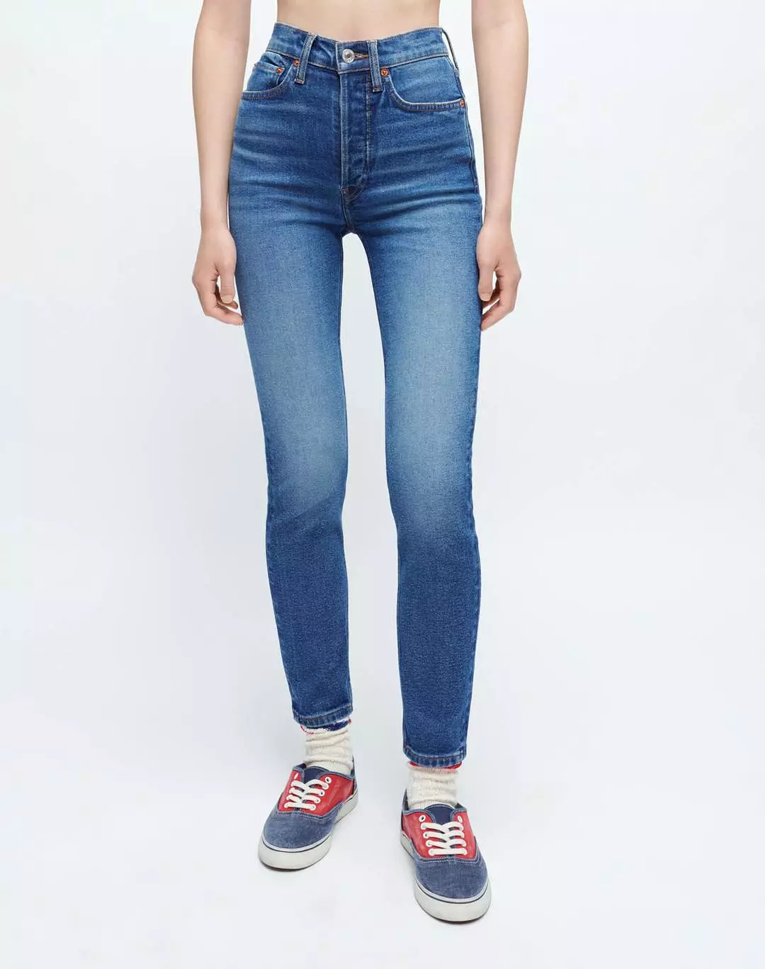 RE/DONE The 90s High Rise Ankle Crop in Cadet Indigo