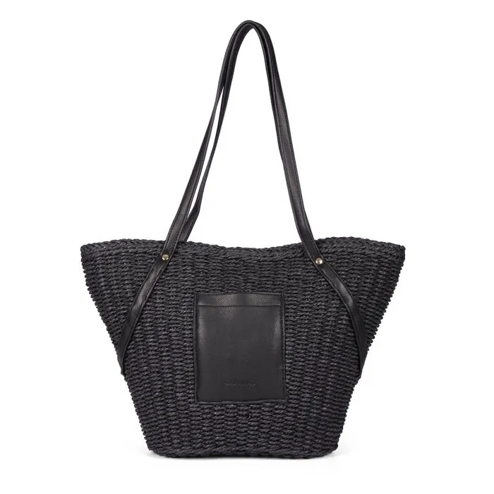 Rialma women's black raffia straw bag