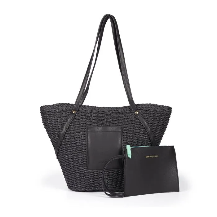 Rialma women's black raffia straw bag